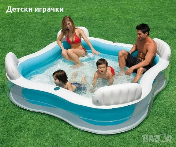 Надуваем басейн Swim Centre INTEX 229 х 66 см с 4 седалки, безопасен за деца, снимка 1