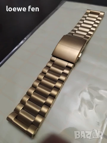 Верижка за часовник масивна плътна неръждаема стомана златиста златна позлатена gold!, снимка 4 - Каишки за часовници - 50741780