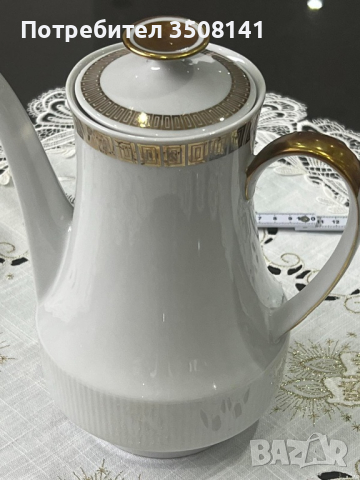 Порцелан Winterling Bavaria чайник с Латиера с златисто, снимка 4 - Сервизи - 44758046