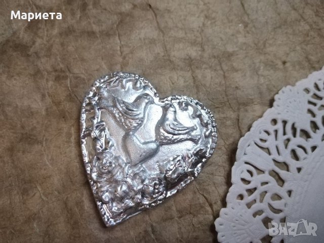 Подаръчета за гости в сребърно Подаръчета за Кръщене Сватба Гипсови Фигурки Сърце Подаръци за гости , снимка 4 - Сувенири на едро - 41455956