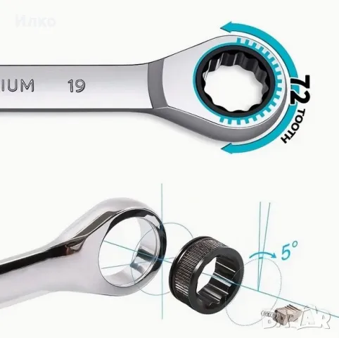 Комбиниран звездогаечен ключ с тресчотка, снимка 8 - Ключове - 48549119