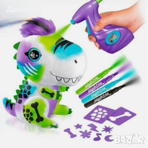 Плюшен динозавър за оцветяване с аерограф – креативен коледен подарък за деца, снимка 7 - Плюшени играчки - 52812572