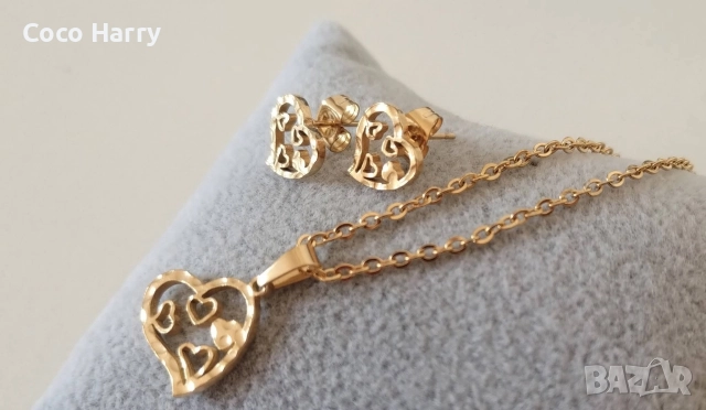 Колие и обеци комплект,медицинска стомана