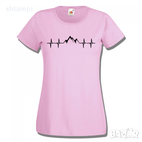 Дамска тениска Heartbeat Mountain,Изненада,Подарък,Поход,Връх,Хижа, снимка 6 - Тениски - 36373364
