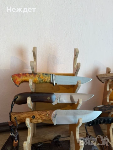 Ножовете са ръчно правени  всеки е от различна стомана и цена.Имат си и кании от 3,5мм телешки бланк, снимка 6 - Ножове - 29145782