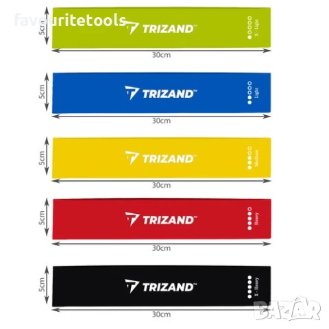 Фитнес ластици Trizand - 5 броя, снимка 4 - Други спортове - 51246568