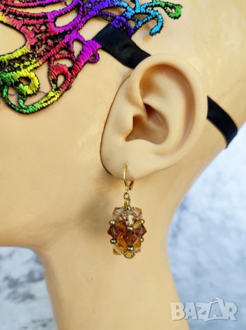 Звездни купове -- обеци с кристали и Миюки мъниста, снимка 18 - Обеци - 41318415