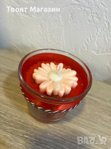 Коледна свещ в стъклена чаша – Изискана декорация за празника, снимка 7 - Коледни подаръци - 52681257