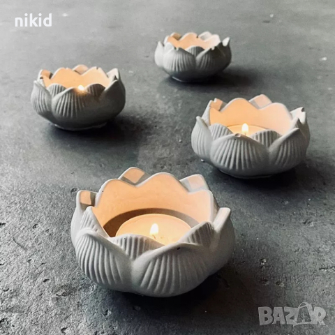 Цвете Лале Лотос лотус силиконов молд форма смола восък свещ шоколад гипс смола, снимка 4 - Форми - 30534057