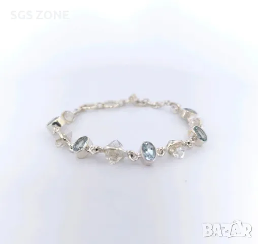 Сребърна Гривна с Естествени Камъни от Тайланд, снимка 7 - Гривни - 49844614