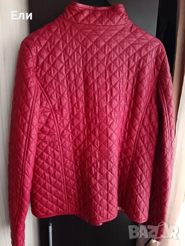 Червено кожено дамско яке естествена кожа , снимка 7 - Якета - 53018231