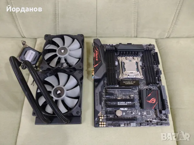 Asus Rog Strix X99 Gaming LGA2011 + Core i7 -6850k.+водно Corsair, снимка 2 - Дънни платки - 49604112