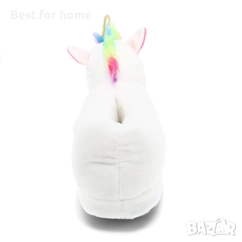 Плюшени домашни пантофи "Еднорог" (Размер 38-40), снимка 4 - Детски пантофи - 53276505