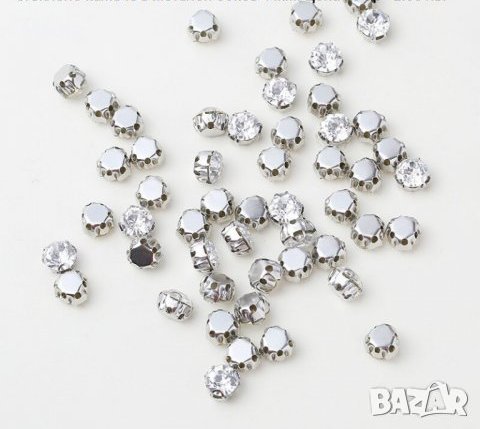 Стъклено камъче в метален обков 4 мм 50бр, снимка 2 - Декорация за дома - 35243769