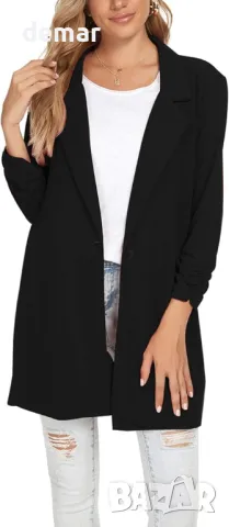 MINTLIMIT Дамско сако с дълъг ревер, вталено, с дълъг ръкав, с едно копче, черно, снимка 5 - Сака - 50035016