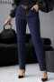 Еластичен панталон с прави крачоли и колан 7064, снимка 1