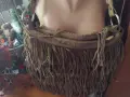 Чанта от ествествен велур на ресни , снимка 1