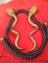 НЕОГОТИЧЕСКА ВИНТИДЖ АРТ ФИГУРАЛНА ЗМИЕВИДНА ОГЪРЛИЦА с БРОНЗОВИ ПОЗЛАТЕНИ ЗМИИ 16003, снимка 6