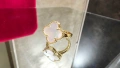 Van Cleef & Arpels VCA Gold Mother of Pearl Vintage Alhambra Дамски Пръстен, снимка 1