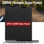 Комплект от два гъвкави соларни панели по 120вата - 240W 12V 24V MC4 конектори окабеляване контролер, снимка 2