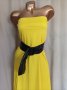 М Жълта рокля с черен кожен колан , снимка 5