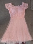 Нежна светлорозова рокля с дантела и тюл – подходяща за бал, кръщене или официални поводи, снимка 1