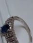 18 к. злато с диаманти и сапфир /златен пръстен бяло злато, снимка 6