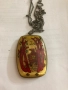 Ръчно изработено руско селенитно колие с уникални рисунки, със сребърна обковка, снимка 2