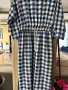 Рокля каре синьо, бяло и черно, снимка 3