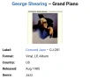 George Shearing ‎– Grand Piano Издание 🇺🇸 USA 1985г Стил:JAZZ Състояние на винила:VG+ Състояние на, снимка 3