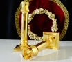 Позлатен бронзов свещник 410 гр.,Art Deco. , снимка 9