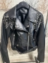Дамско кожено яке с камъни ново, снимка 1