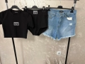 Комплект от 3 части Кроп тениска, гащички и къси панталонки деним , снимка 2