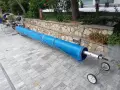 Лятно покривало за басейн със стойка и барабан за навиване като ново., снимка 3