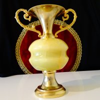 Позлатена ваза,амфора оникс 1 кг. , снимка 4 - Вази - 34181874