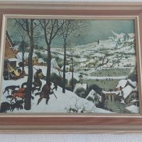 Картина, Ловци в снега, репродукция , снимка 1 - Картини - 41489510
