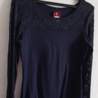 ПОСЛЕДЕН БРОЙ! луксозно тъмно синьо боди с нежна дантела, снимка 2 - Блузи с дълъг ръкав и пуловери - 42062202