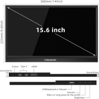 Thinlerain 15,6-инчов FHD 1080p преносим монитор с IPS,  два USB-C и HDMI, снимка 8 - Монитори - 44561070