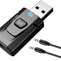 Мини bluetooth адаптер, за кола, BT 5.0, 3,5, USB, стерео AUX, за автомобили, за компютър, телевизор, снимка 1 - Друга електроника - 41653419