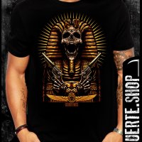 Черна тениска с щампа CURSE OF TUTANKHAMON, снимка 1 - Тениски - 42664543