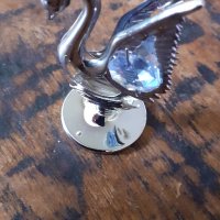 метален декоративен лебед CRAFTOCRAFT със Сваровски Swarovski кристали, снимка 1 - Статуетки - 41084533