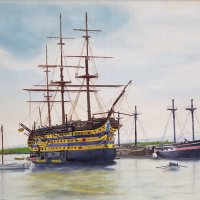 Картина Неустрашим от Карибски пирати англиски кораб маслени бои, снимка 2 - Картини - 44431740