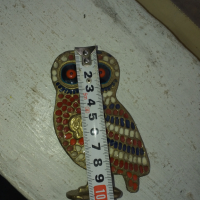 Бухал сова бронз емайл фигура, снимка 6 - Антикварни и старинни предмети - 36129132