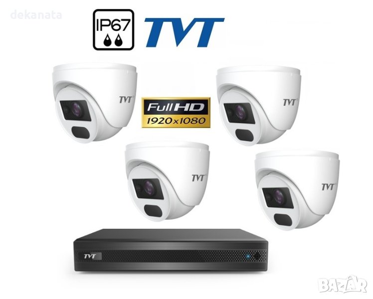 FULL-HD TVT Комплект за Видеонаблюдение с  куполни камери, снимка 1
