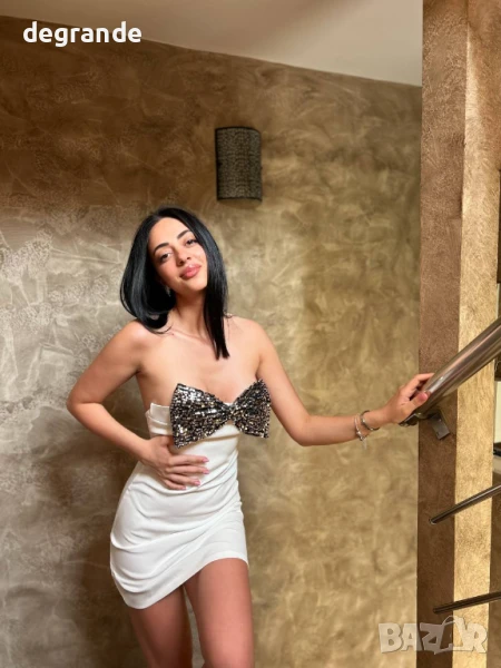 Бяла рокля с панделка, снимка 1