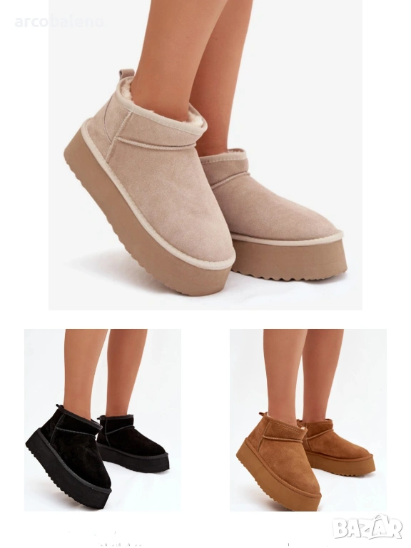 Дамски зимни боти от естествен велур Mairene, 3цвята , снимка 1