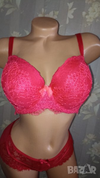 Victoria Secret / 36DD/85 DD-Червен сутиен с твърди чашки с банел , снимка 1