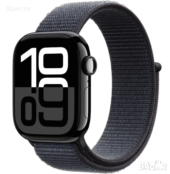 НОВ!!! Apple Watch 10 GPS, Jet Black Aluminum case 42 мм, Ink Sport Loop, снимка 1