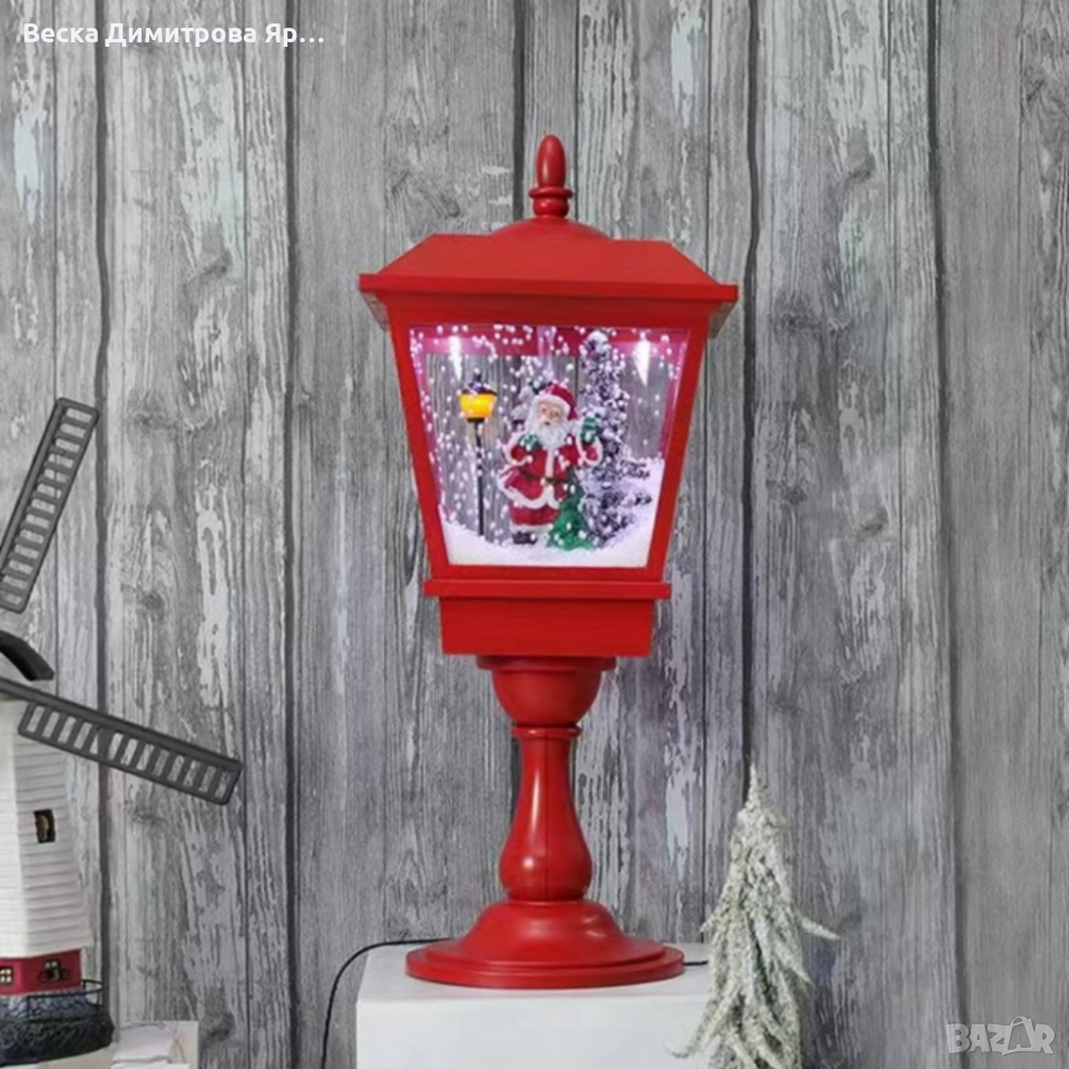 Декоративна коледна лампа с Дядо Коледа, падащ сняг и мелодии, снимка 1