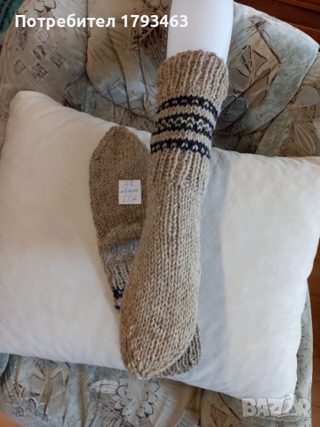 Ръчно плетени мъжки чорапи от вълна, размер 37, снимка 1
